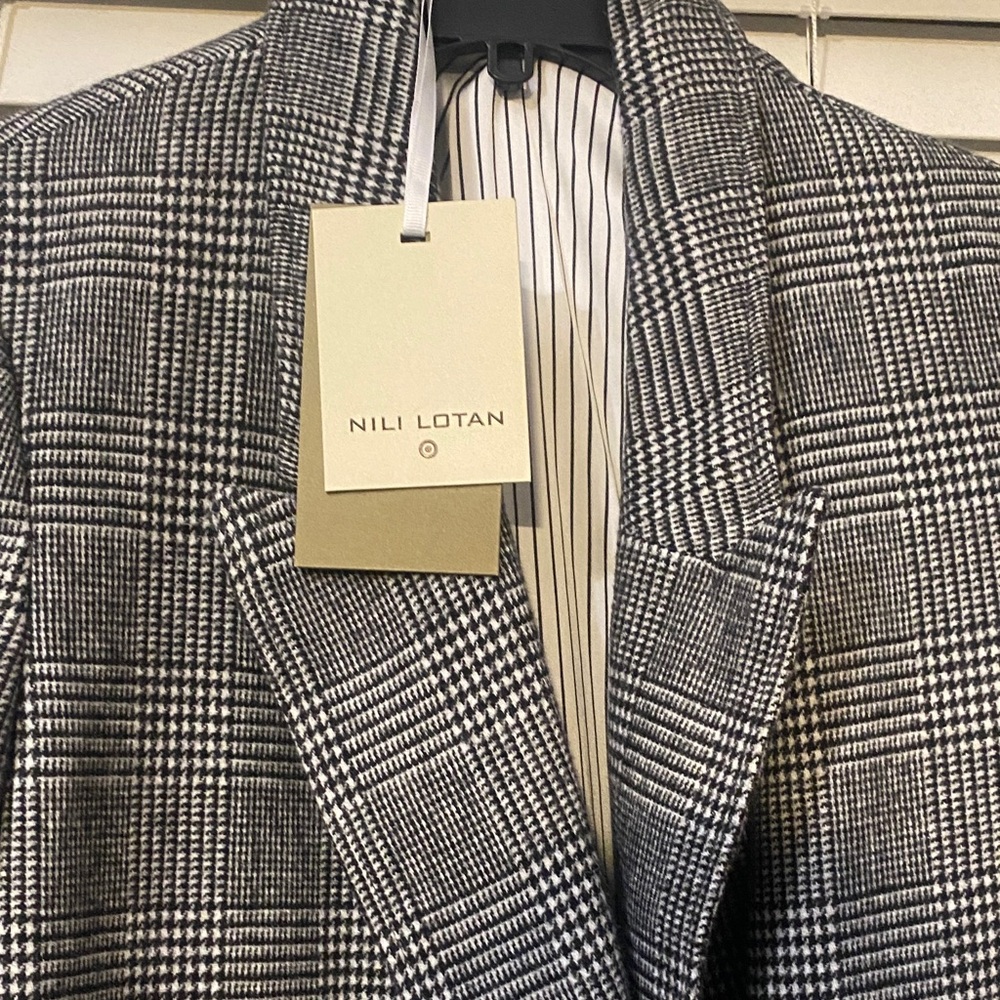 Nili Lotan Monochrome Checkered Coat